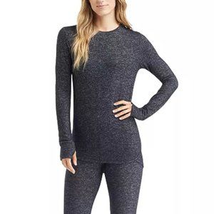 Cuddl Duds Long Sleeve soft knit Top Marled Nocturne Navy XSmall thumbho…